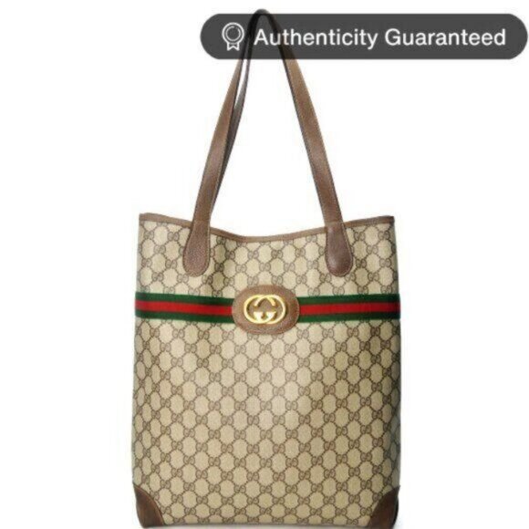 Gucci GG Marmont Sherry Large Tote Canvas Ophidia Shoulder Bag Handbag - Picture 2 of 15